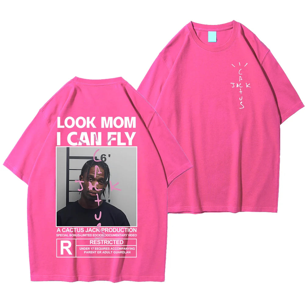 HOT SALE Cactus Jack T-Shirt High Quality Cotton Men Women LOOK MOM I CAN FLY Tee ASTROWORLD Hip Hop Short Sleeve Tshirts Tops