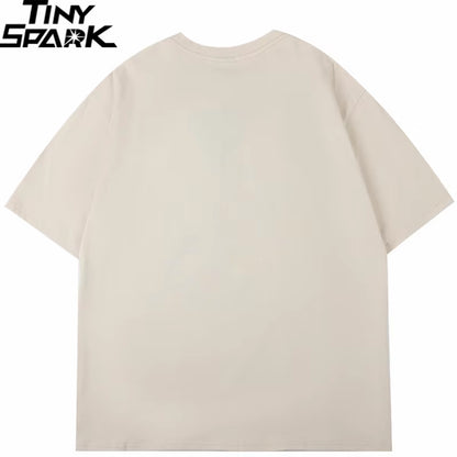 2025 New Streetwear Tshirt Hydra Cat Graphic T Shirt Men Cotton T-Shirt Hip Hop Loose Tops Tees Summer Short Sleeve Black White