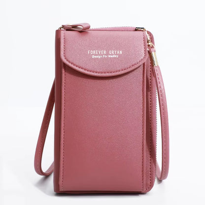 Elegance On-The-Go – Luxe PU Leather Crossbody Shoulder Bag with Phone & Card Organizer